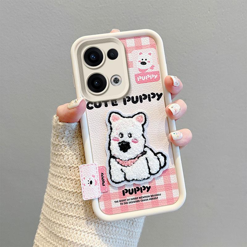 KEYSION Cartoon Cute Plush Embroidery Case for OPPO Reno13 5G with Lanyard Silicone Shockproof Phone Cover for OPPO Reno 13 Pro 5G