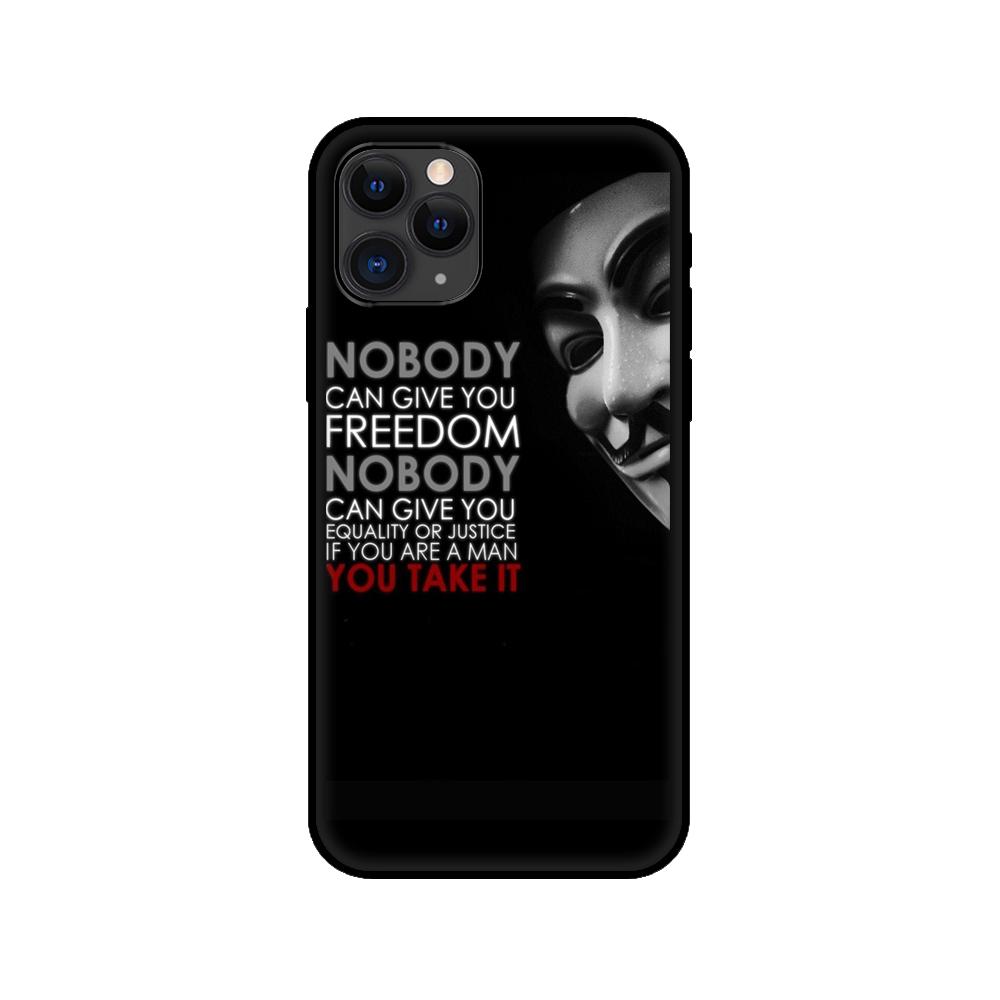 Black Tpu Case for Iphone 5 5s Se 2020 6 6s 7 8 Plus X 10 XR XS 11 12 Mini Pro MAX Back Cover Anonymous