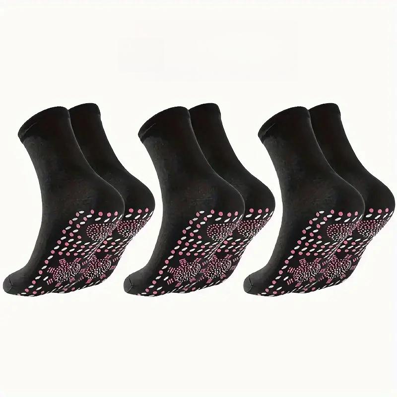 3 páry samozahřívacích ponožek se střední trubicí, neklouzavé sportovní termoregulační magnetické ponožky terapie ponožka unisex velikost