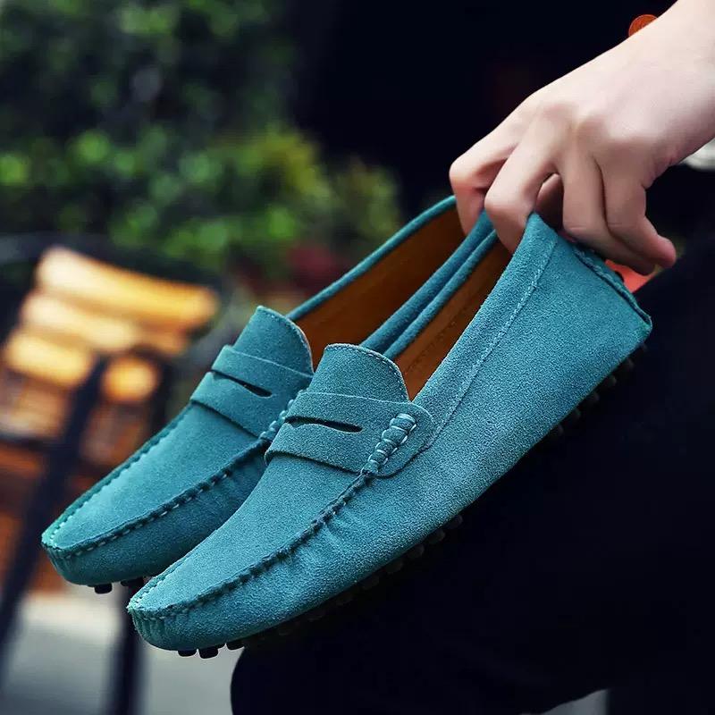 High Quality Men's Loafers Handmade Suede Genuine Mens Shoes Flat Comfort Driving Shoes Lightweight Slip On Casual Shoes