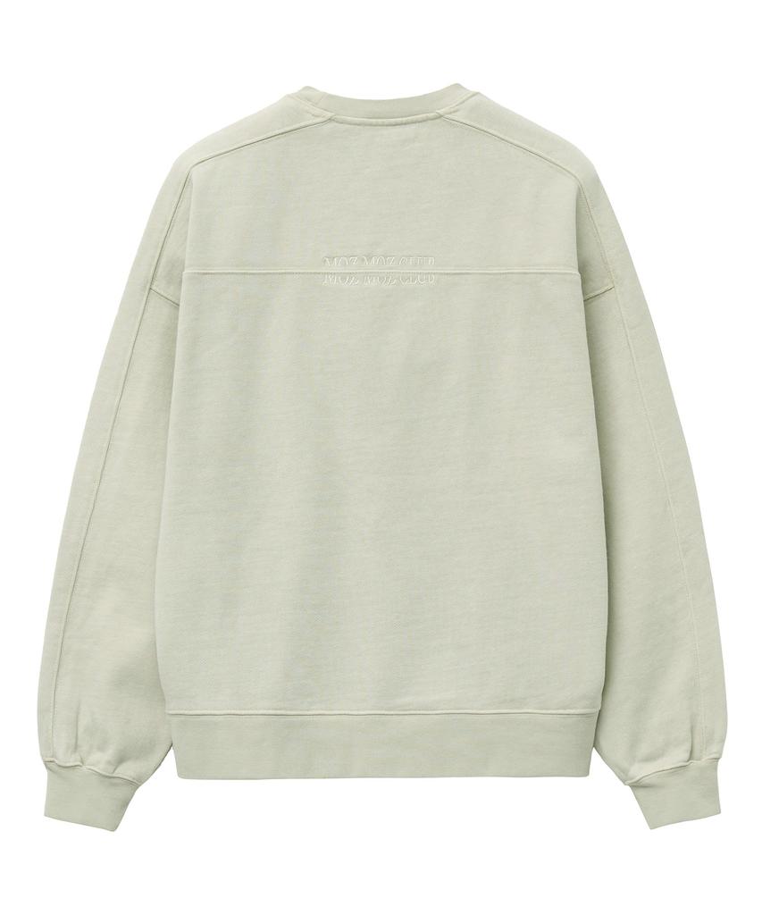 MOZMOZ Heavy Weight Pigment Back Embroidery Cutout Oversized Sweatshirt Beige
