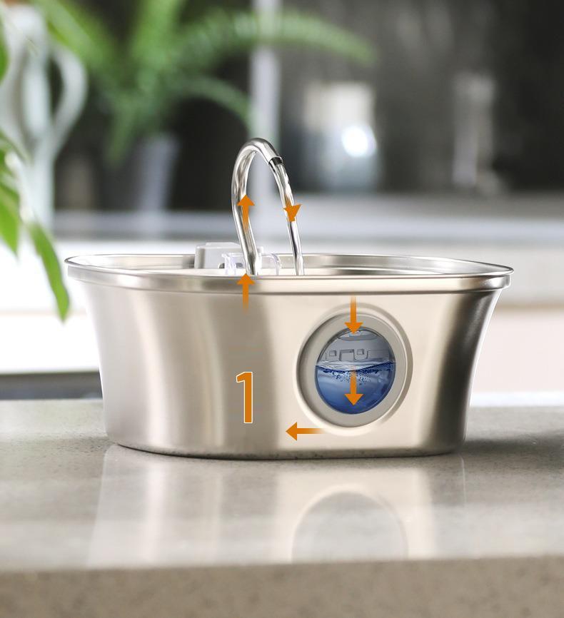 3.2L Swan Neck Stainless Steel Pet Drinking Fountain with Automatic Water Circulation & Filtration for Cats and Dogs