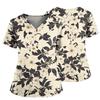 Women's Casual Printed V-Neck Pocket Side Slit Short Sleeved Top Short Sleeved Top