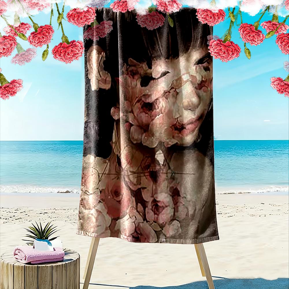 Floral Face Art Illustration Beach towel quick-drying for travel outdoor sports jogging beach and swimming