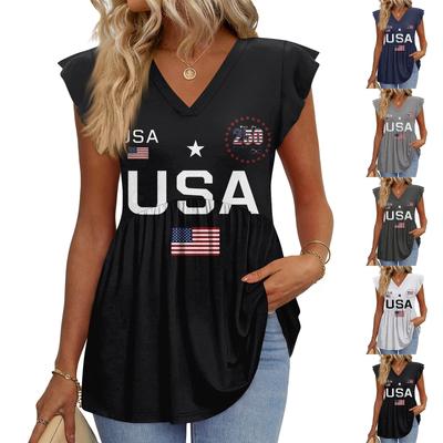 Top da Donna alla Moda Scollo a V Manica Corta Arricciata T-shirt Camicette da Lavoro