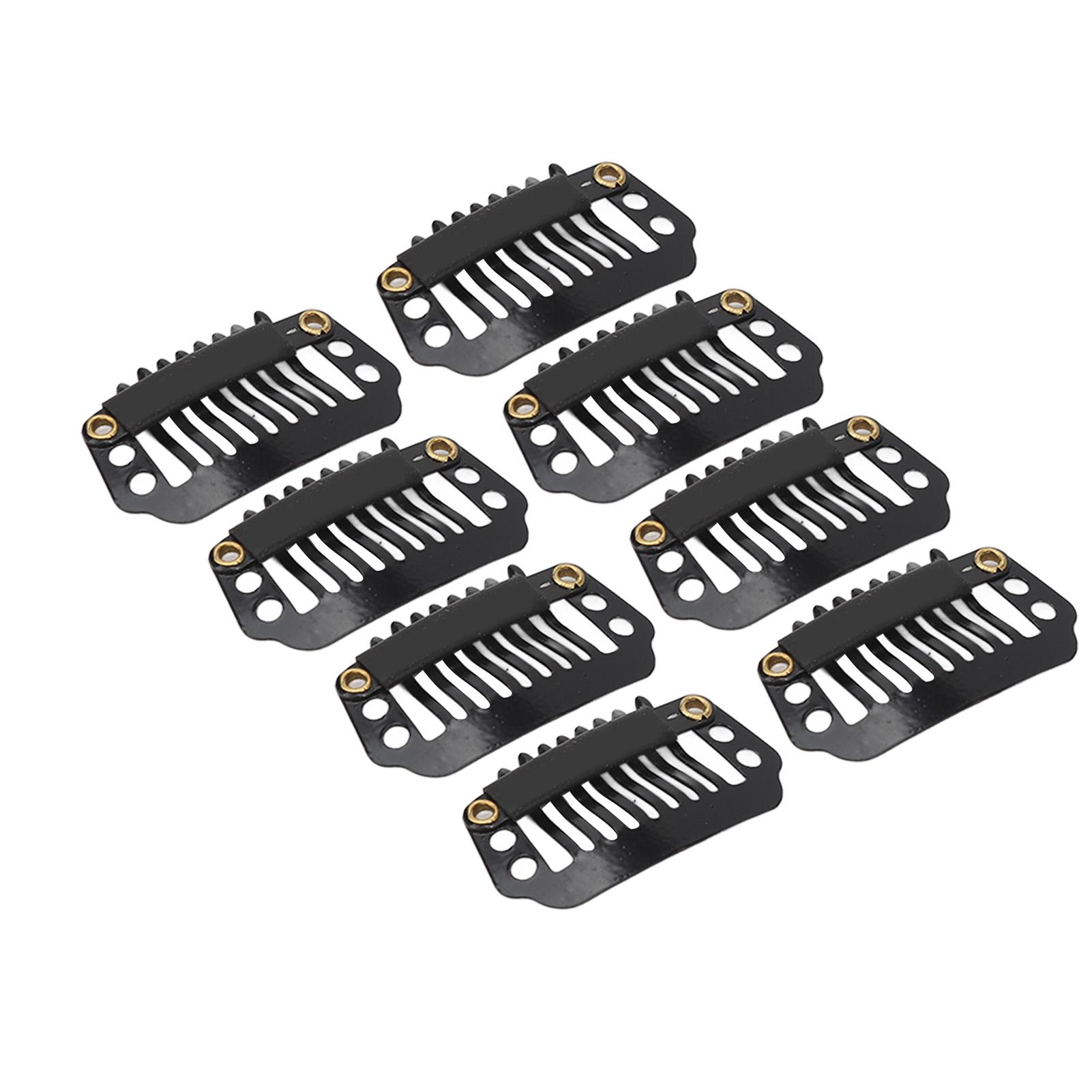 

100 шт. Зажимы для парика Невидимые Ветрозащитные 8 зубцов Зажимы для наращивания волос для фиксации шляпы Черные