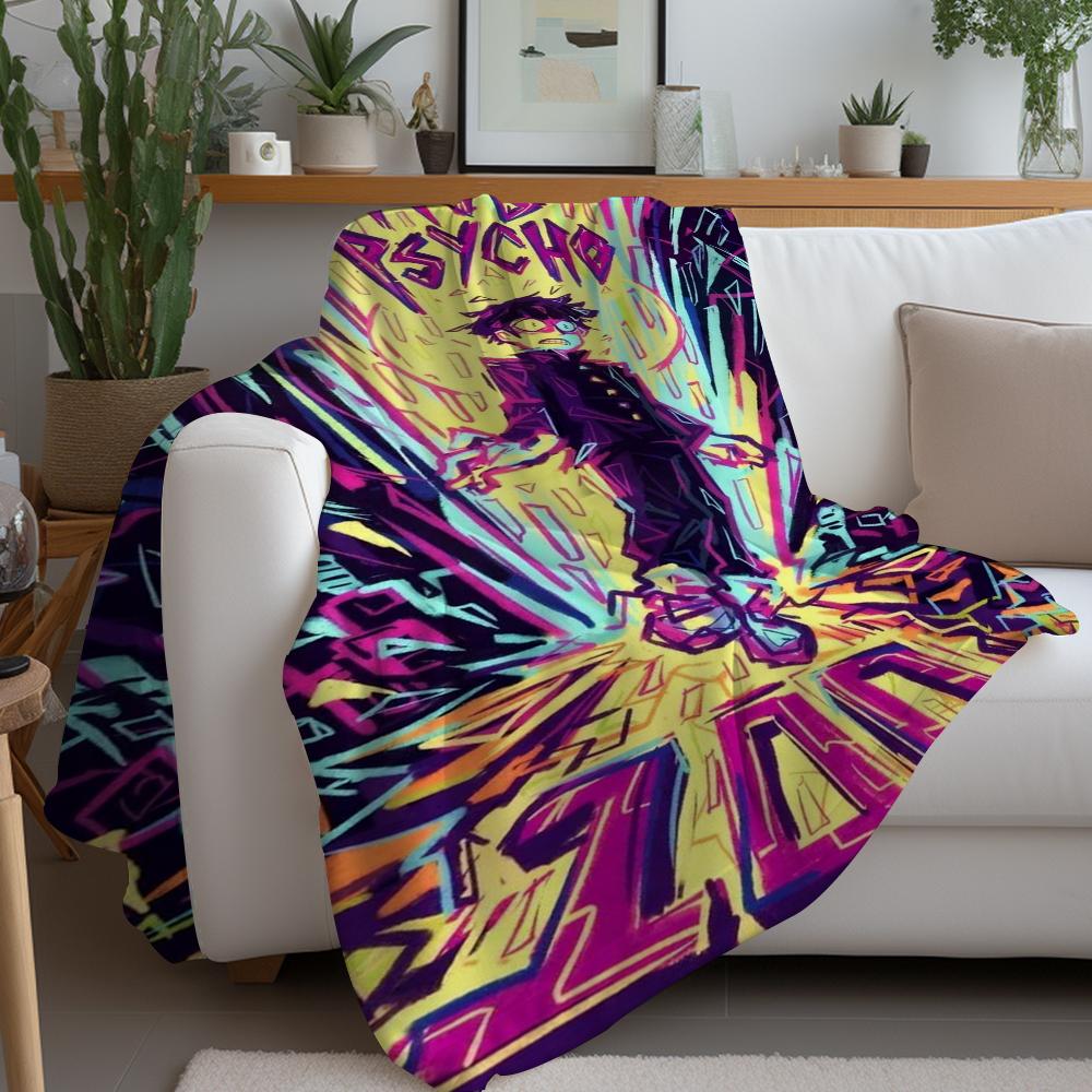 Hot Anime M Mob P Psycho 100 Blanket Warm And Soft Suitable For Bedroom Living Room Sofa Bed Office Travel Camping