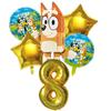 6 Stück Familie Bluey Aluminiumballon Cartoon Bingo Aktivität Spielzeug Blau Gold Stern Ballon Dekoration Sammlung Geburtsdatum Feier Babyparty Zubehör