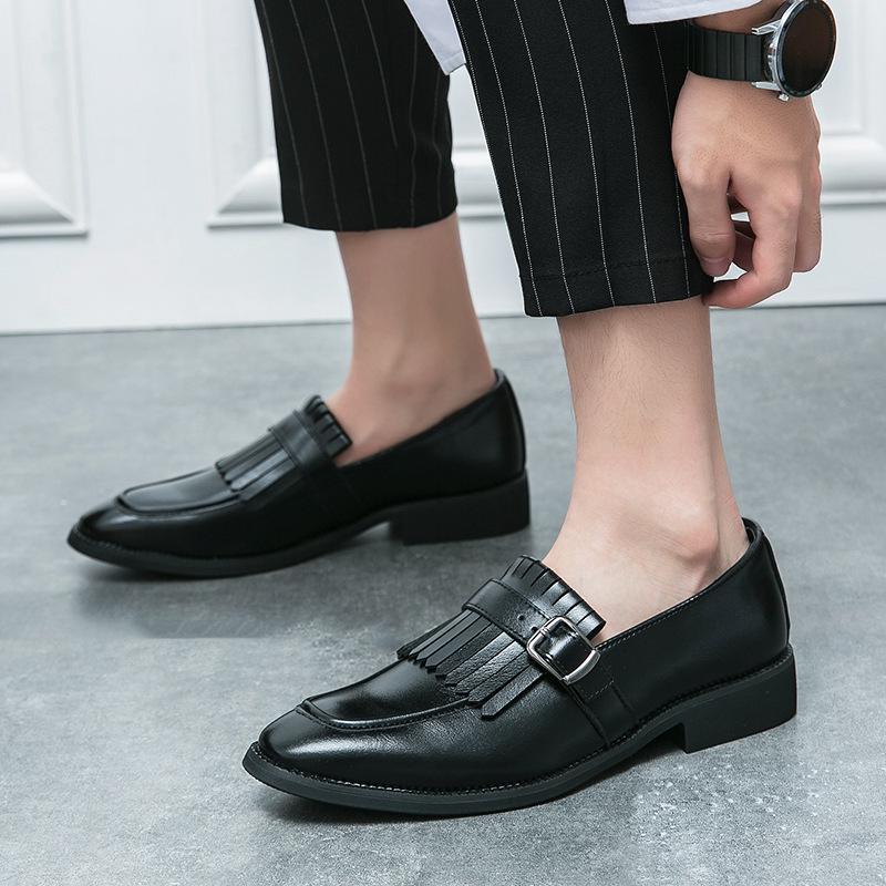 Men's Retro Tassel Loafers: Cross Buckle Slip-On British-Style Leather Shoes