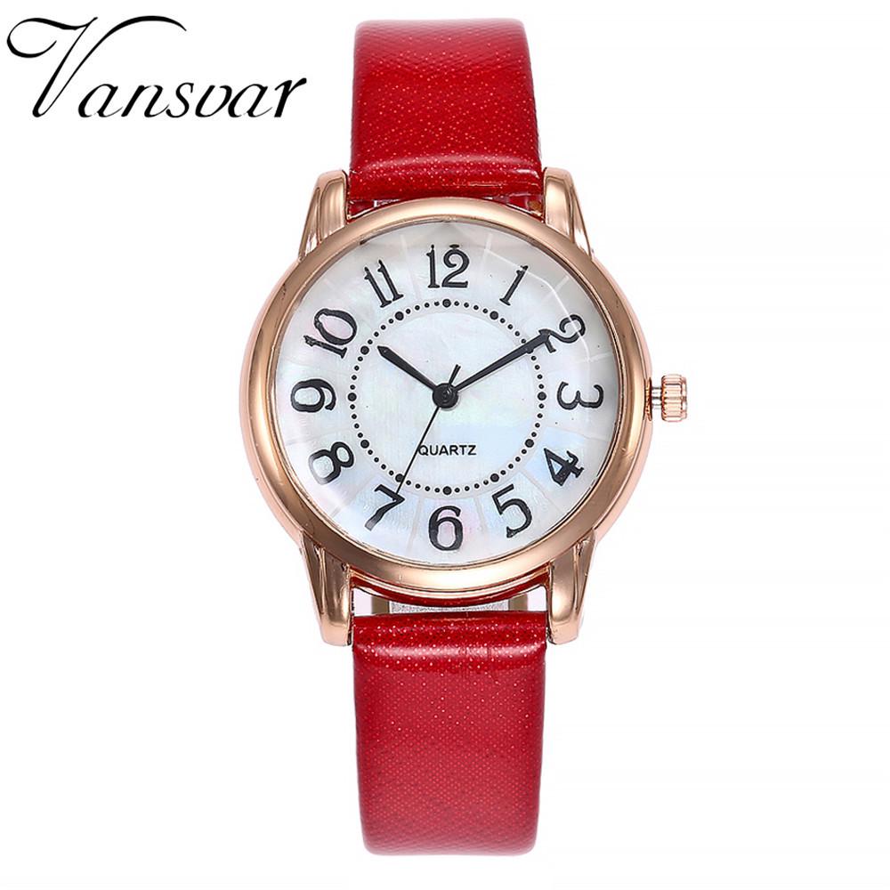 Kvinners Casual Quartz Leather Band Newv Strap Watch Analog armbåndsur