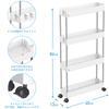 SPACEKEEPER Kitchen 13cm Gap Storage with Rolling for Small Next to 4 White Cart, Slim, Rack, Casters, Rack, Stylish, Spices, Food, Bottles, Items,