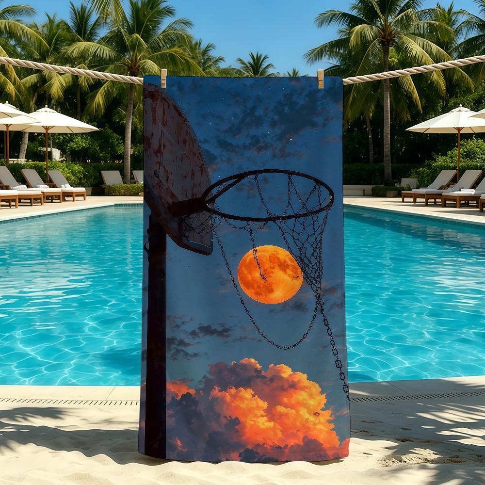 Towel For Outdoor Camping Beach Towel Moon Cool Basketball Super Absorbent Quick-Drying Summer Towel