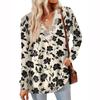 Womens Tops Loose V-neck Contrast Color Split Loose Long Sleeve T-shirt Women's Tops