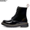 Laser Tooling Boots Women's Patent Leather Couple Short Boots Men's and Women's Leather Boots Round