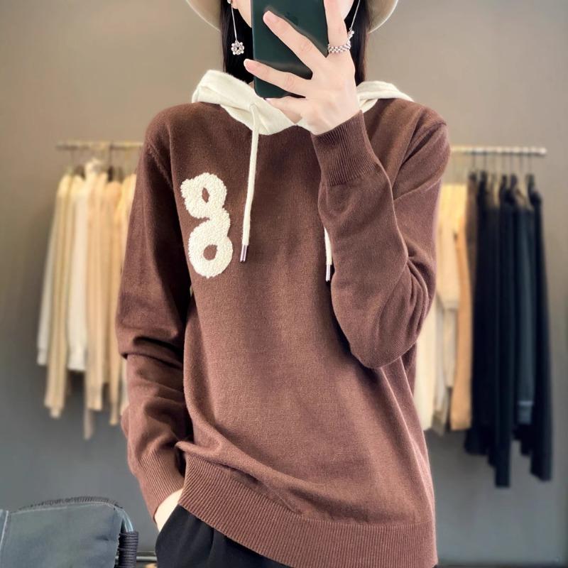 

Glasses pattern color matching sweater autumn and winter new fun printing knitted hoodie women s loose versatile coat tide XXL