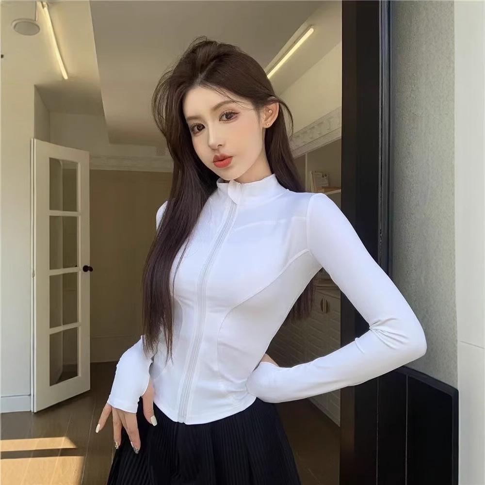 Women's Ice Silk Sun Protection Cardigan - Summer 2025, White Slim-Fit for Yoga and Fitness