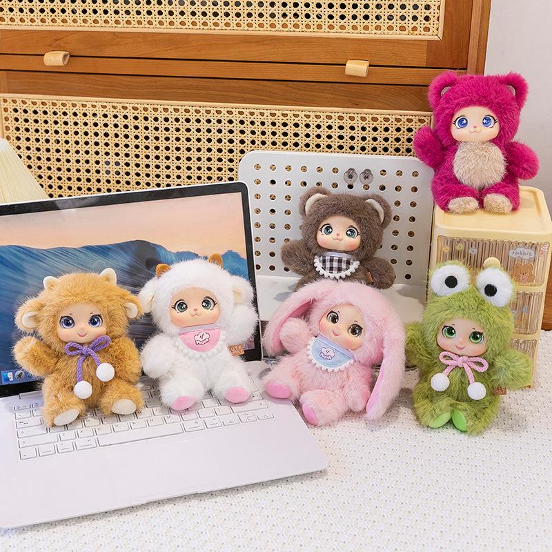 New Cute Pet Family Rabbit Plush Toy Lamb Doll Caramel Rag Doll Backpack Keychain