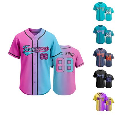Customizable Baseball Jersey Men Women Button Front Athletic Shirt Team Name Number Printed Sportswear