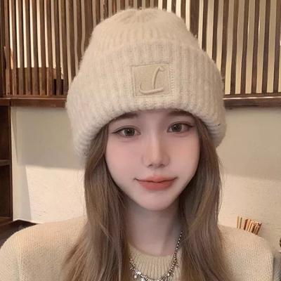 Big Head Circumference Thick Wool Hat Women's Autumn and Winter Loose Warm Pile Cold Hat Big Face Small Knitted Ear Hat