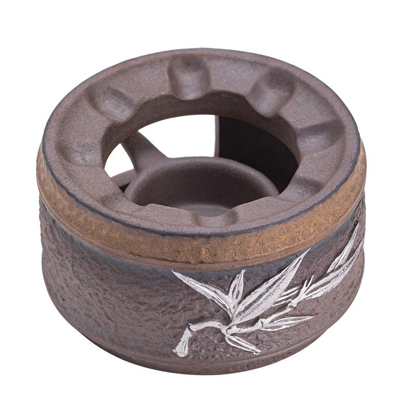 Vintage Handmade Coarse Pottery Tea Warmer Home Kiln Change Gold-Plated Candle Heating Insulated Tea Warmer Tea Dryer
