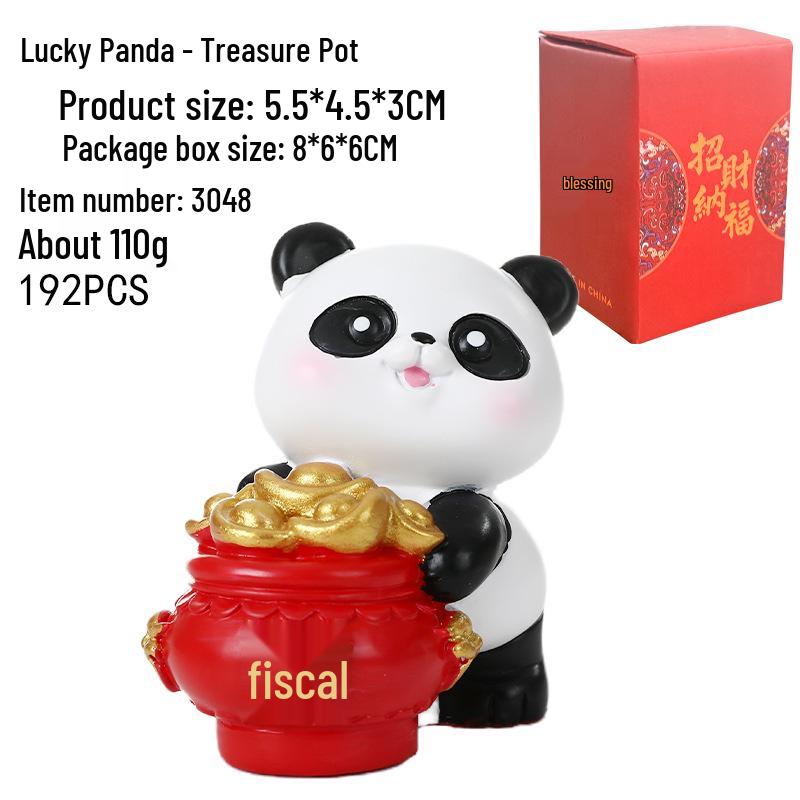 Panda Lion Dance Resin Figurine: Cute Home or Office Decor