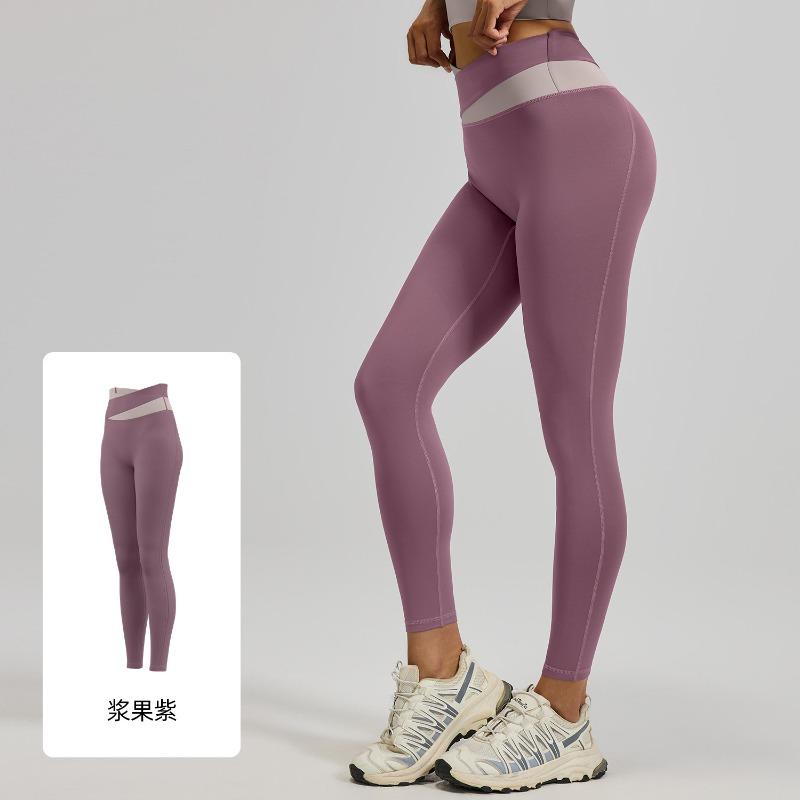 Juyatang Nude Splicing Yoga Pants High Waist Hip Lift Fitness Elastic Fitness Trousers Running Sweatpants