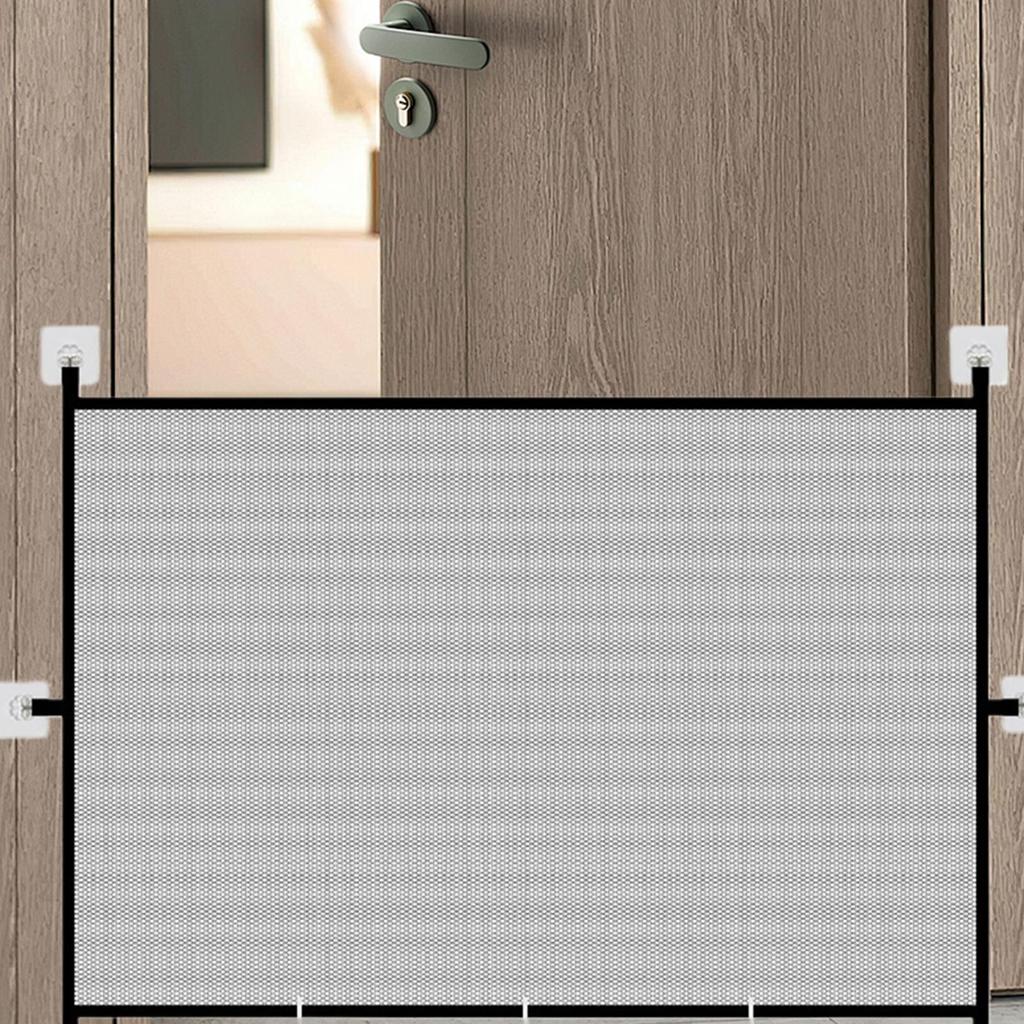 Doorway Gates for Pets Safety Folding Breathable Mesh Animals Barrier Fence Childproofing for Kitten puppy Toddler Living room