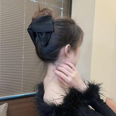 Black Fabric Memorial Black Hair Claw Big Bow Temperament Claw Clamp Elegant Hairpins Hair Accessories For Funerals and Mourning