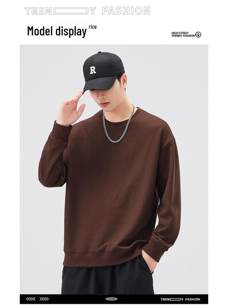 Herren Amerikalischer Trendiger Schwerer Rundhals Sport Hoodie - Herbst Winter Pullover Langarm Oberteil