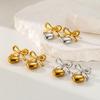 18K Gold Stainless Steel Bow Heart Pendant Earrings - Women's Jewelry