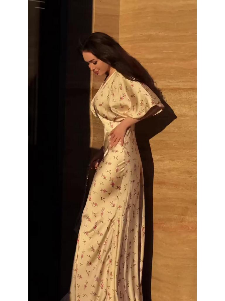 2025 Sommer Retro Elegant Kurzarm Langes Kleid