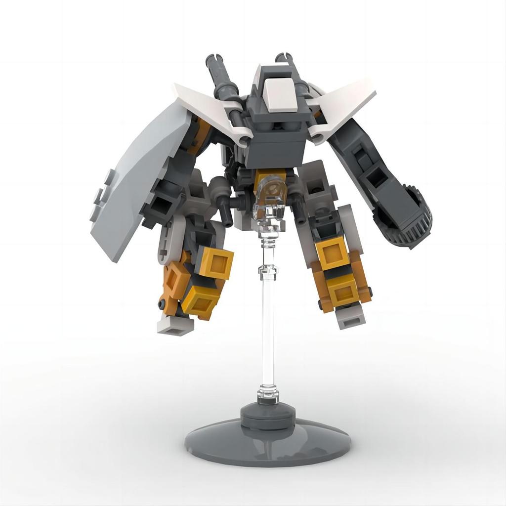 Compatible Building Blocks MOC Mini Mecha with Cannon and Shield – DIY Exoskeleton Robot Puzzle Décor Toy for Boys