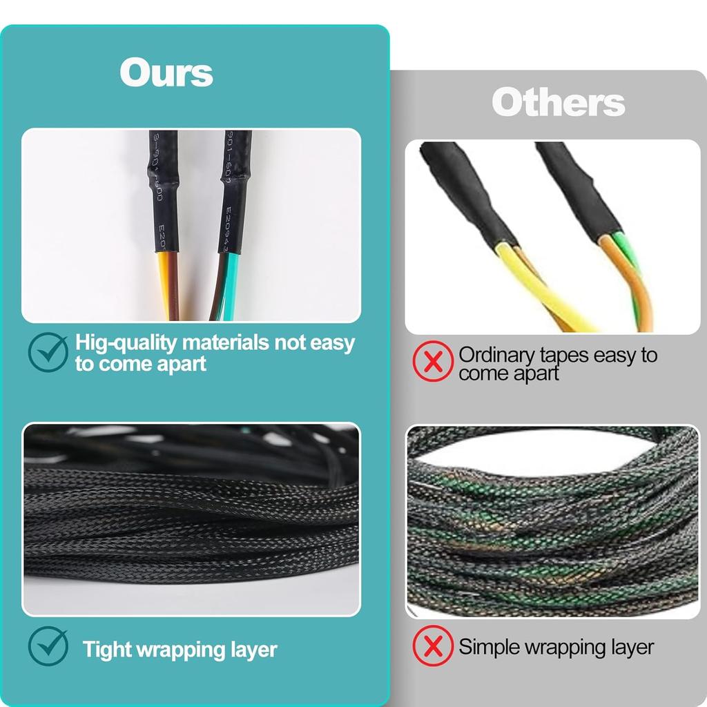 22FT 4 Pin 5 Wire Trailer Wiring Harness Protected By Nylon Net Tube, Utility Pure Copper Boat Trailer Wiring Kit For Trailer Tail Light Rewiring,