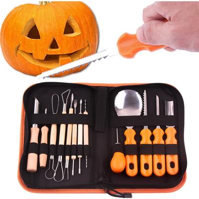 14-teiliges Halloween-Kürbis-Schnitzwerkzeug-Set, robustes Schnitzwerkzeug-Set aus Edelstahl mit Aufbewahrungskoffer