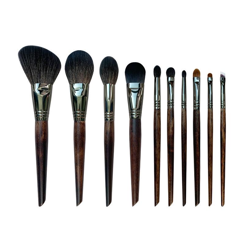 Animal Hair Makeup Brush Set: Contour, Blush, Highlight, Eyeshadow, and Blending Brushes