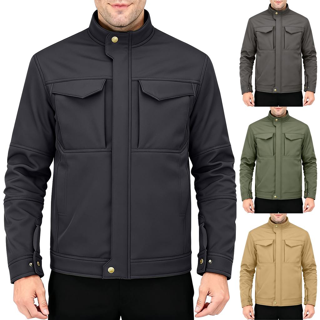 Men's Winter Solid Color Jackets Men's Fashion Trend Jackets Breathable Windproof Jackets Outdoor Sports Jackets