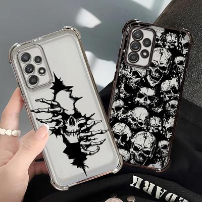 Four Spooky Skull Patterns Phone Case for Samsung Galaxy A13 A24 A35 A36 A25 A26 A15 A21s A16 A33 A52 A17 Soft Cover