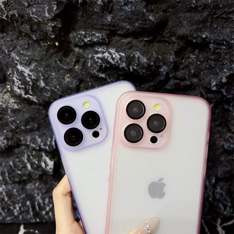 Luxury 2-in-1 Frosted Ice Mist case for iPhone 15 Pro Max 14 Plus 13 12 11 Pro All-inclusive Fall protection case with lens film