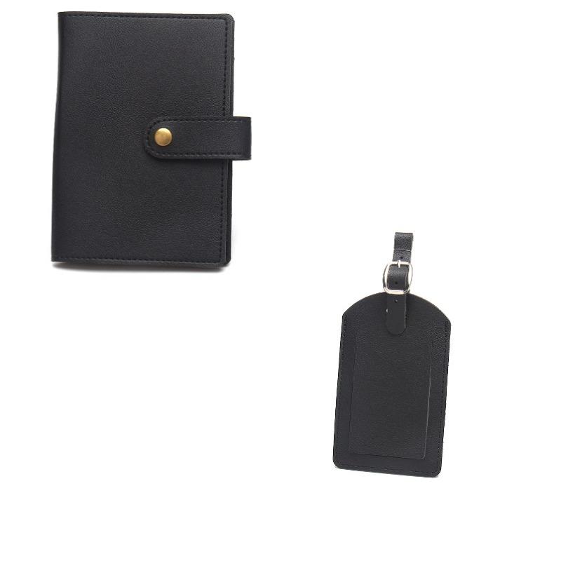 Bronze Button Passport with Luggage Tag Set  Multi-color Buckle  Extra-thick Leather Passport and Luggage Tag Card Holder