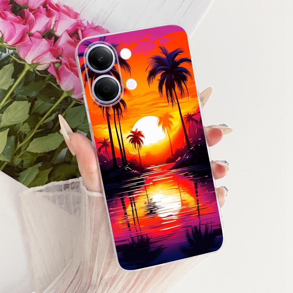 For Vivo Y05 4G Case Colorful Flowers Painted Cover Clear Silicone Soft Slim Phone Case For Vivo Y11d Y 05 VivoY05 VivoY11d Bags