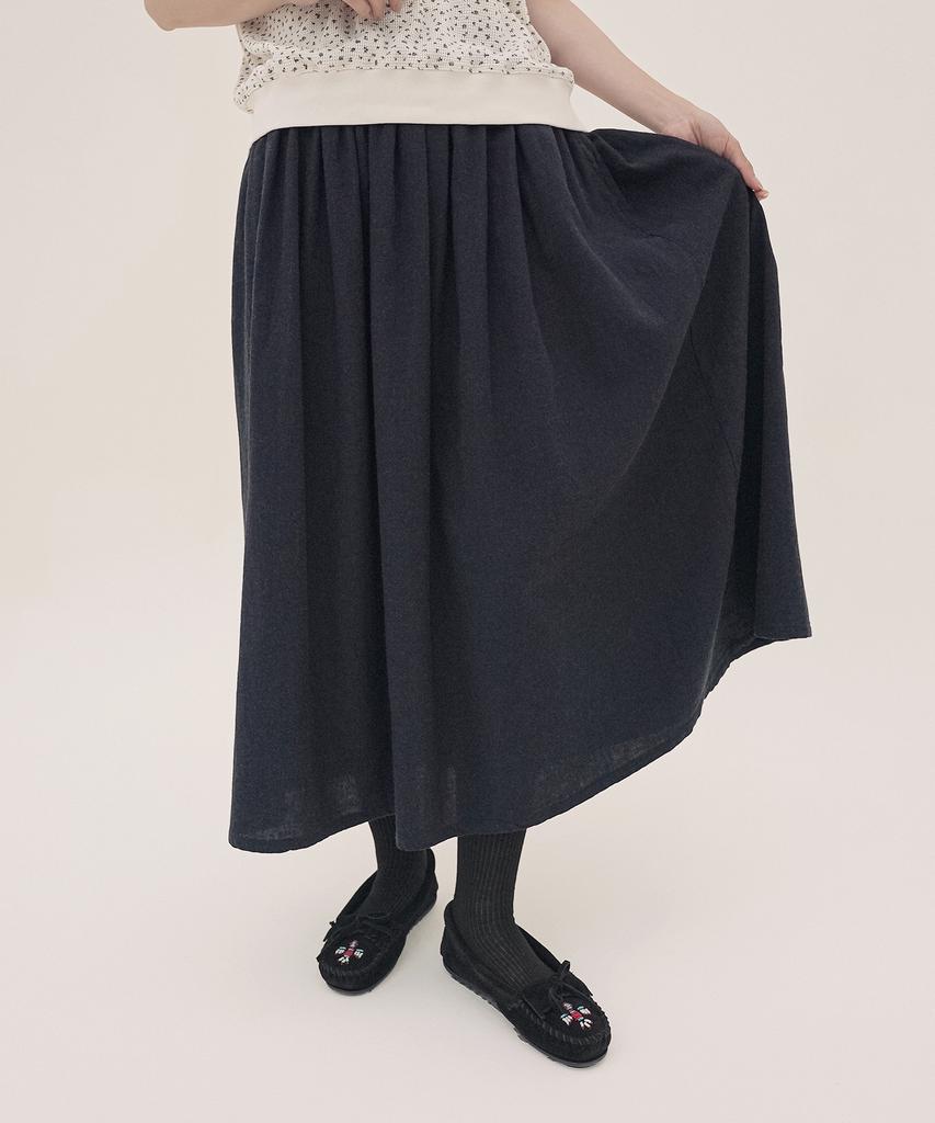 Chikita Cotton Shirred Flare Skirt Deep Navy 250808Dn