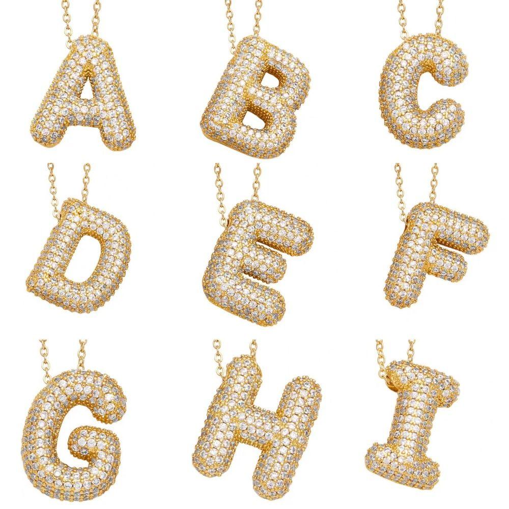 Alphabet 26 Letters Necklace Gold Color Women Sweater Chain Simple A-Z Letter Clavicle Chain  Daily