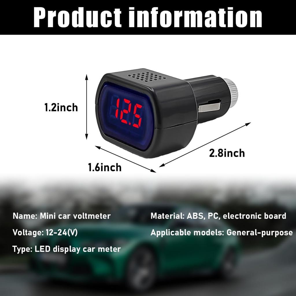 Yourkar Car LED Voltmeter, DC 12V 24V Battery Voltage Digital Panel Meter, Battery Monitor Digital Voltage Display for Motorcycle, Truck, Universal