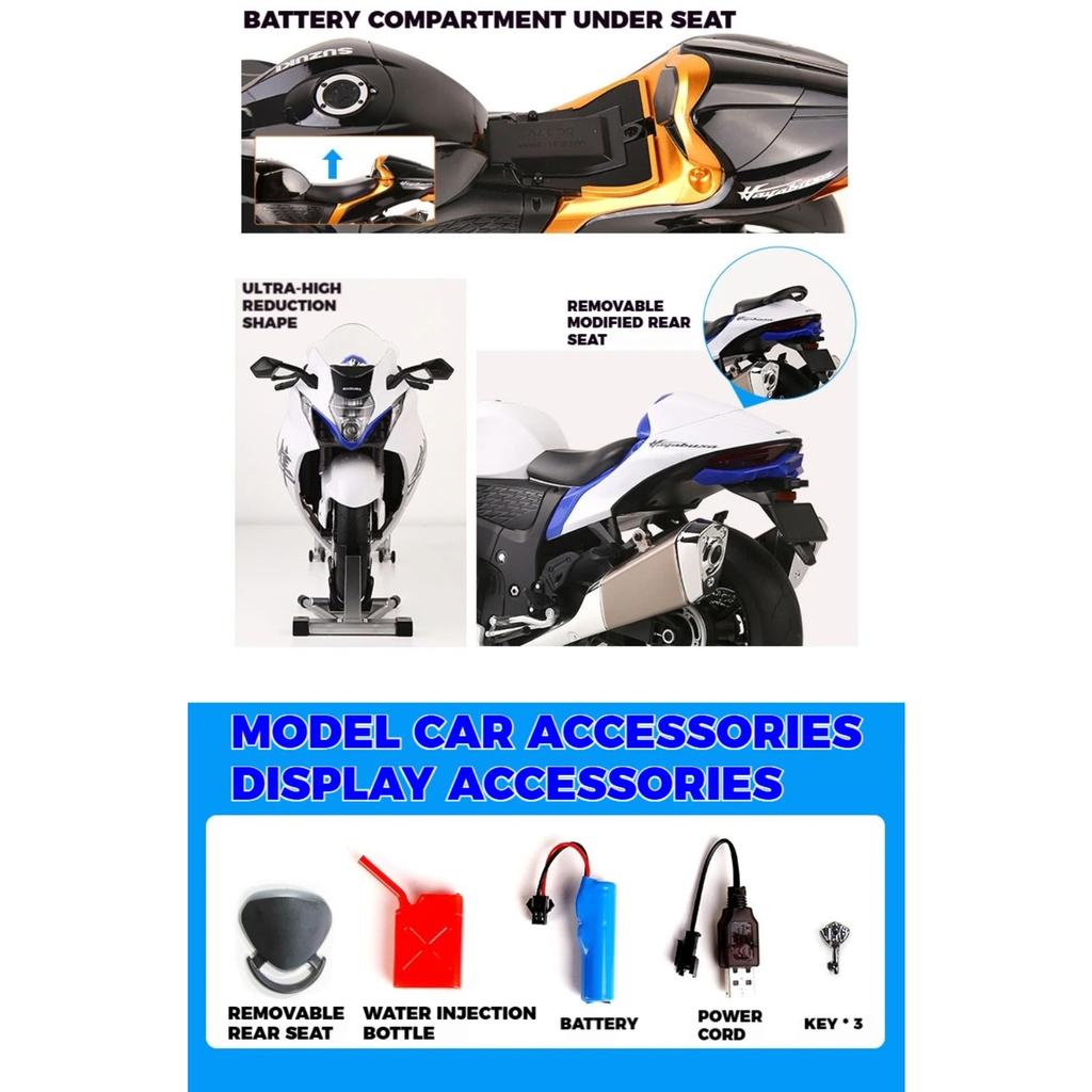 Spray 1/6 SUZUKI HAYABUSA GSX-1300R Alloy Diecast Motorcycle Model Collection Hobby High Simulation Home Decoration Ornament Boy