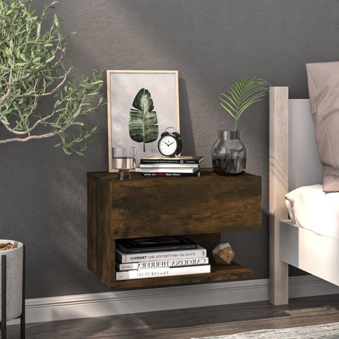 VidaXL Wall-mounted Bedside Table Smoked Oak 816946