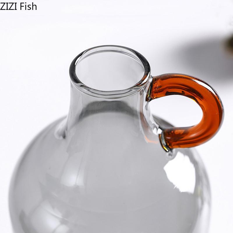 Transparent Gray Glass Vase Hydroponics Plant Pot Table Decoration Flowers Arrangement Floral Vases Room Aesthetic Decor