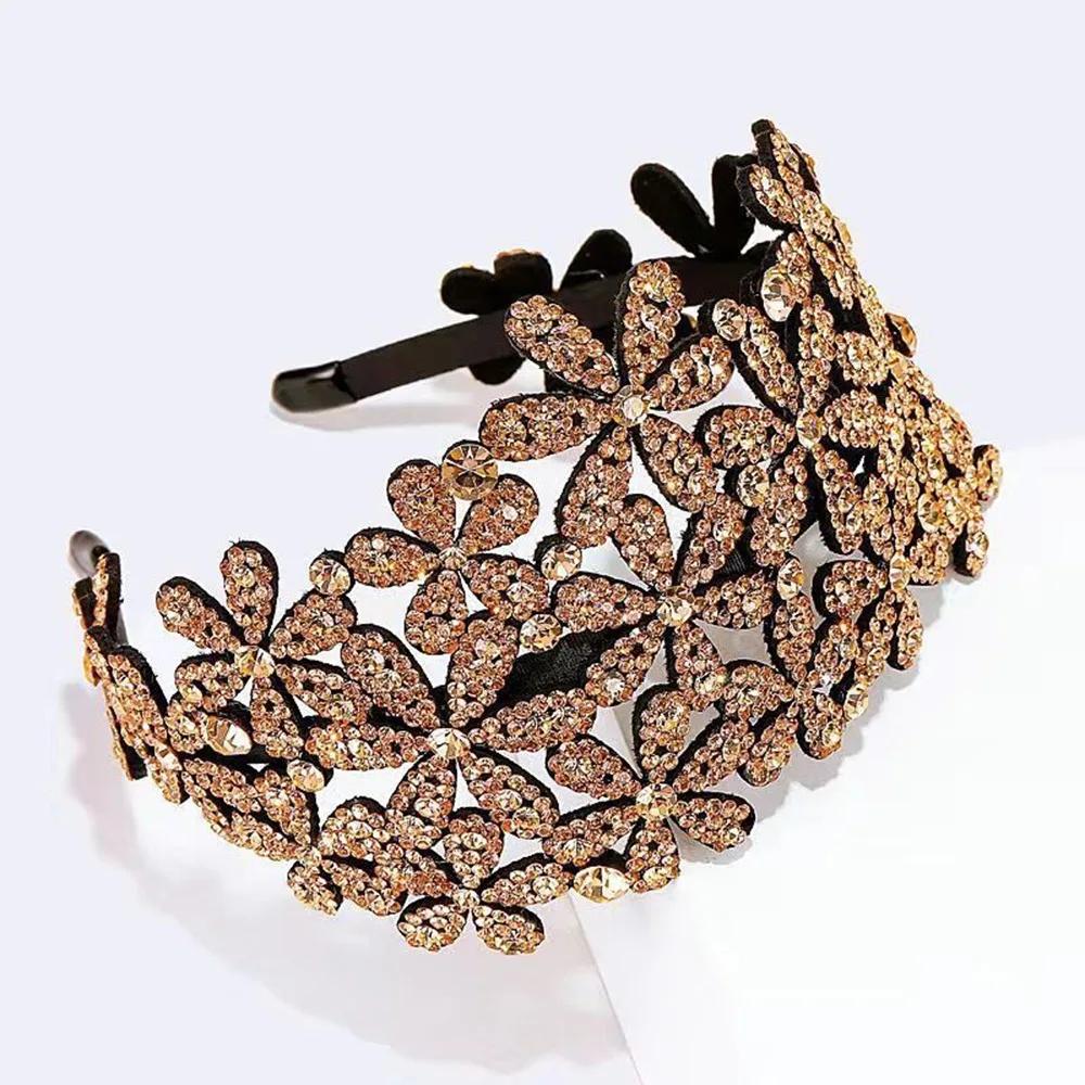 Elegant Crystal Rhinestone Hairband Flower Anti-slip Hair Claws Hair Clips for Girl Headband Hair Accessories