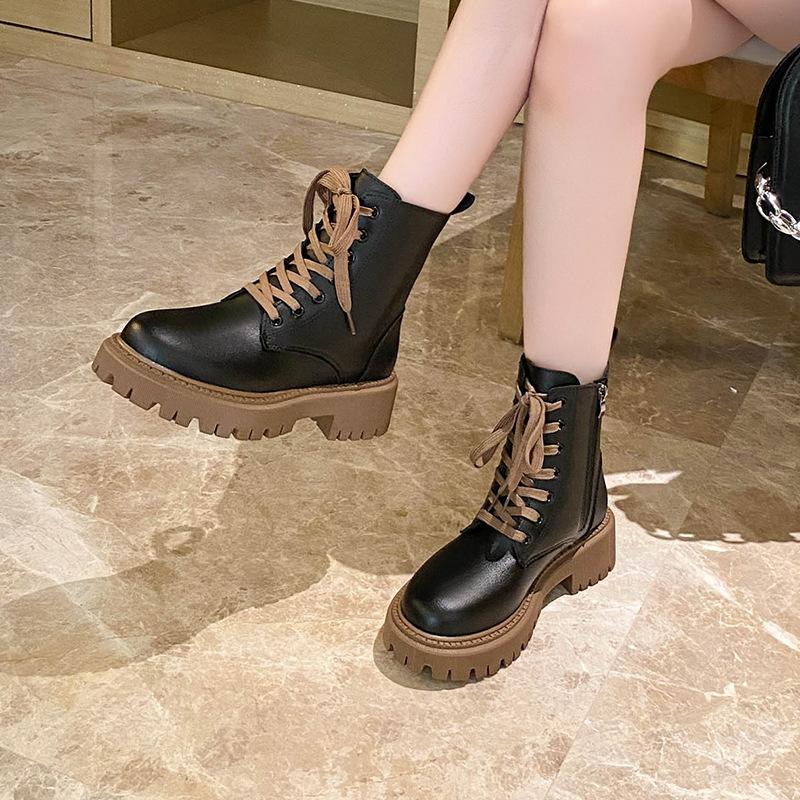New Platform Martin Boots Women's 2025 Autumn and Winter Korean Version Fashion Versatile and Comfortable Women's Shoes Thick Heel Large Size Sho
