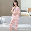 Women's Summer Short-Sleeve Pajama Set with Cropped Pants - Loose, Sweet, Large Size