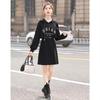 Sibaishe Women's Hooded Color Block Print Sweatshirt Dress